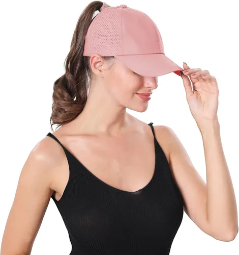 Miniatura 6 de Gorra de béisbol para mujer, con diseño cruzado y ajustable, de secado rápido, para cola de caballo
