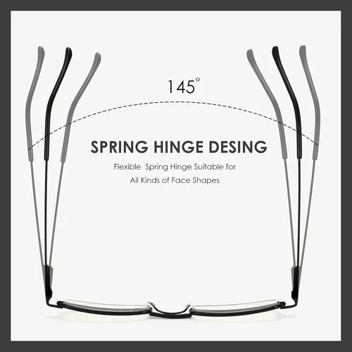 Miniatura 4 de 3 Pack Slim Pocket Reading Glasses for Men Women Blue Light Blocking Compact Readers Spring Hinge Metal Frame Amarillo Negro Gris