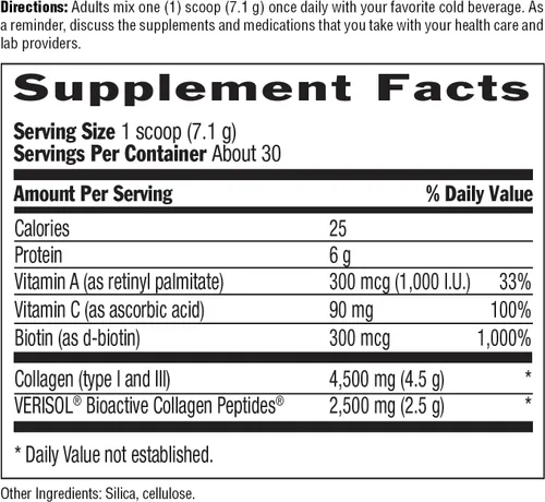 Miniatura 5 de Country Life Maxi-Collagen 7000 Powder - Péptidos de colágeno bioactivos Verisol, vitamina C, A y biotina, 4,500 mg de colágeno alimentado con pasto