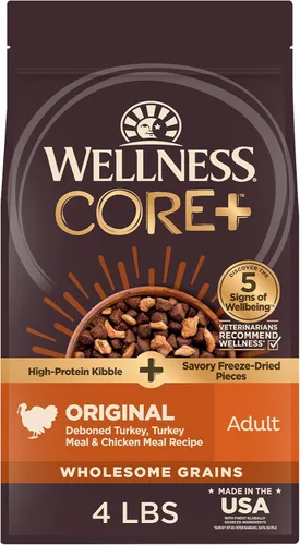 Miniatura 17 de Wellness CORE+ Alimento seco para perros con trozos liofilizados, granos integrales, alto en proteínas, natural, receta original de pavo y pollo