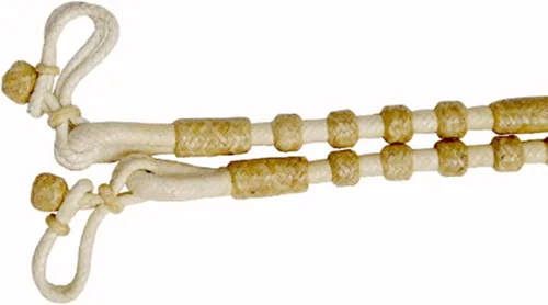 Miniatura 4 de Cuerda de cuero crudo blanca y nudos naturales de piel cruda, tachuela de caballo trenzada a mano, cuerda de rancho Romal Romel Ranch, 8.5 pies, 52