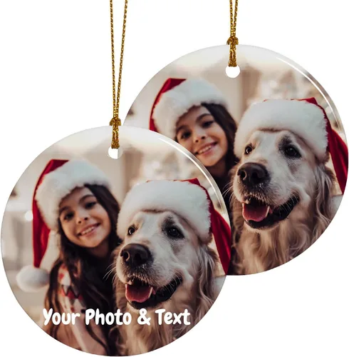 Miniatura 16 de Adornos de Navidad personalizados, adorno con foto personalizada, nuestro primer árbol de Navidad colgante 2024, decoración regalo para Navidad