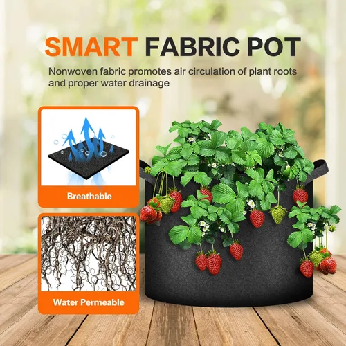 Miniatura 5 de iPower - Bolsa de cultivo para plantas de 5 galones, paquete de 6, resistentes, de tela con asas de nylon, contenedores de 300g de tela no tejida
