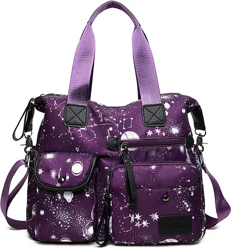 Bolso de mano ligero, floral, con asa superior con múltiples bolsillos de nailon para el trabajo, resistente al agua, bolsa para viajes, de hombro