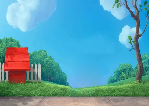 EOA - Fondo de fotografía de 7 pulgadas de ancho x 5 pies de alto, diseño de dibujos animados rojo para perro, cielo azul, fondo de cumpleaños,