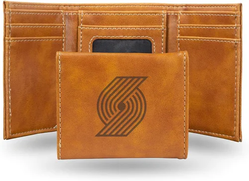 Miniatura 54 de NBA Rico Industries - Billetera triple grabada con láser y tres pliegues, accesorio para hombre Negro