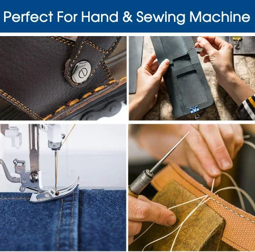 Miniatura 5 de Desirable Life Hilo de coser de nailon N66 de 1100 yardas, tamaño #92 T90 280D/3, para cuero de mezclilla, manualidades, a mano, reparación