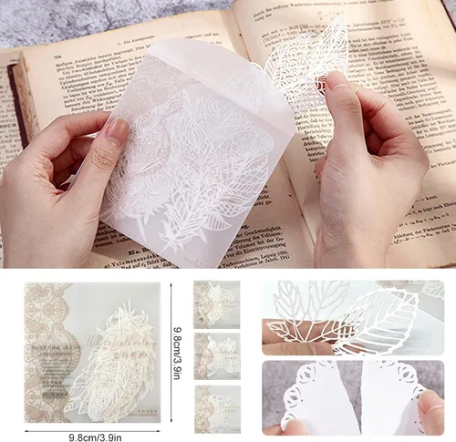 Miniatura 4 de 40 piezas de suministros para álbumes de recortes, papel de encaje, hojas de mariposa, serie de plumas, suministros de diario, papel decorativo