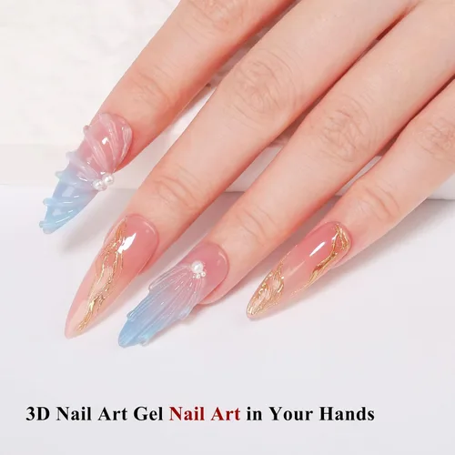 Miniatura 4 de Gel para esculpir arte de uñas 3D de 0.51 onzas, multifuncional para moldear dibujo y pegamento de gemas, gel transparente que no se limpia