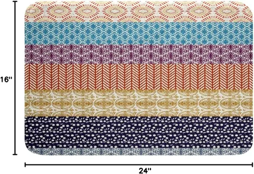 Miniatura 3 de Tapetes de baño bohemios a rayas para baño, 16 x 24 pulgadas, alfombras de baño bohemias para niños y niñas, decoración folclórica floral exótica