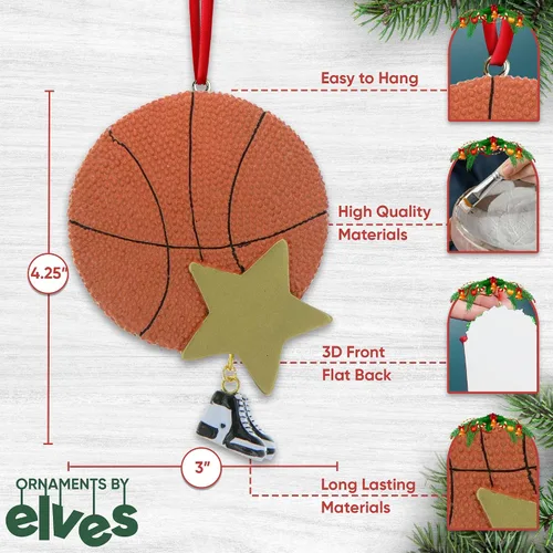 Miniatura 3 de Adorno de Navidad de jugador de baloncesto 3D 2025 Adorno de baloncesto personalizado con nombre y año personalizados Adorno deportivo