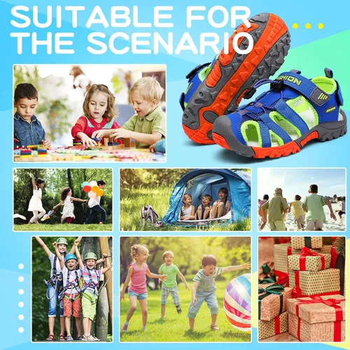Miniatura 7 de Littleplum Sandalias para niños con puntera cerrada, sandalias deportivas para niños pequeños, zapatos de verano para niños grandes, caminar