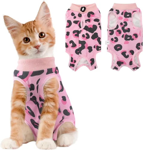 Miniatura 26 de Coppthinktu Traje de recuperación de gato para mujer, mameluco transpirable para después de la cirugía para heridas abdominales o enfermedades