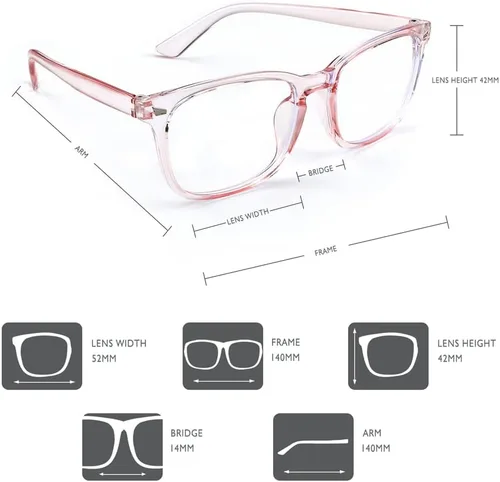 Miniatura 2 de Gafas de luz azul para mujeres y hombres, paquete de 2, anteojos de luz azul, anteojos cuadrados de bloqueo de luz azul a la moda, anteojos verdes