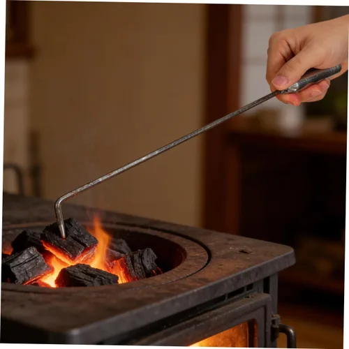 Miniatura 5 de Gancho de carbón para chimenea, herramienta de póquer, pinzas de fuego para herramientas de pozo, pinzas de lugar, lugar de campamento, póquer