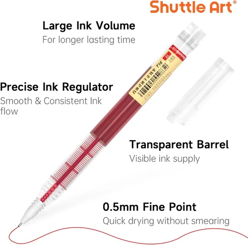 Miniatura 3 de Bolígrafos de tinta líquida Shuttle Art, 10 colores brillantes de secado rápido, punta extra fina de 0.02 pulgadas, larga duración para escritura