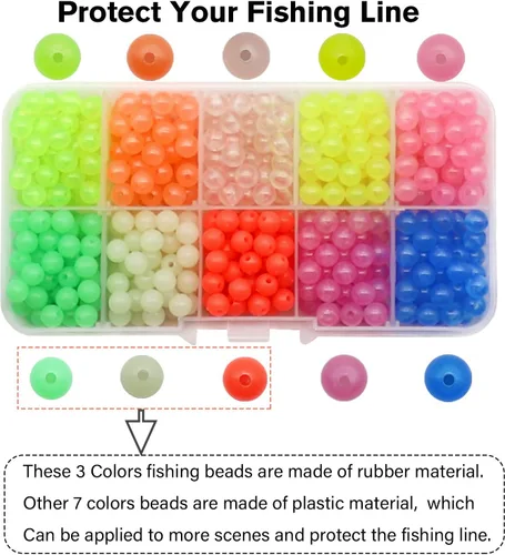 Miniatura 6 de Dovesun Cuentas de pesca que brillan en la oscuridad, cuentas de pesca para agua salada, 1035 unids/600 piezas/250 piezas/120 cuentas coloridas