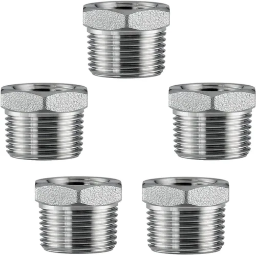 Miniatura 11 de Buje Reductor Hexagonal de Acero Inoxidable de 2" NPT Macho a 3/4" NPT Hembra Adaptador de Conexión de Tubería (paquete de 1)
