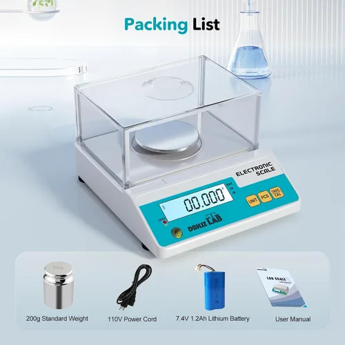 Miniatura 6 de Báscula de laboratorio 17.64 oz, 0.00 oz Balanza analítica electrónica de alta precisión g/lb/oz/dw/ct/dr Báscula científica de laboratorio