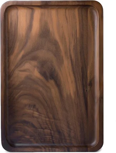 Miniatura 4 de Winterworm Bandeja de madera rústica de nogal macizo, bandeja cuadrada rectangular para té, bandeja de café (cuadrada pequeña (6.3 x 6.3 pulgadas)