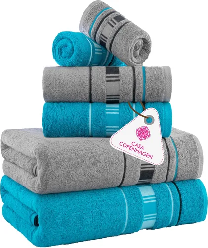 Miniatura 13 de CASA COPENHAGEN Solitaire Juego de 6 toallas - Negro, 600 GSM 2 toallas de baño 2 toallas de mano 2 toallitas, diseñadas en Dinamarca, hechas