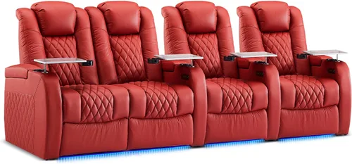 Miniatura 48 de Weilianda Asientos de Cine en Casa de Cuero de Grano Superior Silla Reclinable con Reposacabezas Eléctrico y Reclinación Asientos de Película Sofá