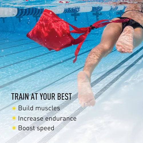 Miniatura 3 de FINIS Paracaídas de natación para entrenamiento de resistencia - Construye fuerza y resistencia - Cinturón ajustable Rojo - 8 pulgadas