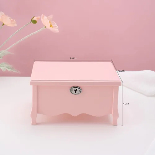 Miniatura 7 de Joyero musical de bailarina de pies grandes con espejo y cerradura para niñas, caja de almacenamiento de joyas rosa para niños, organizador de joyas