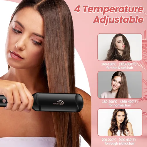 Miniatura 4 de Engarzadora de cabello para mujer, 4 en 1, planchas planas de hierro de cerámica, rizador de pelo con calentamiento rápido de 15 segundos, oro rosa