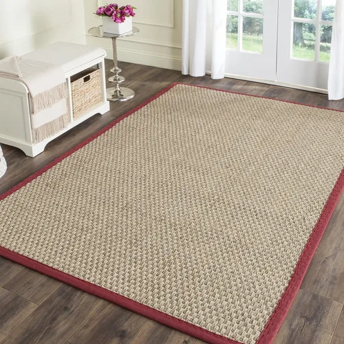 Miniatura 144 de Safavieh Natural Fiber NF114P - Alfombra redonda de hierba marina, tejido de canasta, con borde, de 244 cm, color gris Natural/ gris