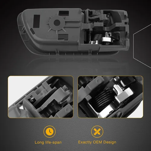 Miniatura 4 de Gledewen Manija de puerta interior delantera trasera izquierda lado del conductor con botón de bloqueo de puerta palanca cromada, compatible