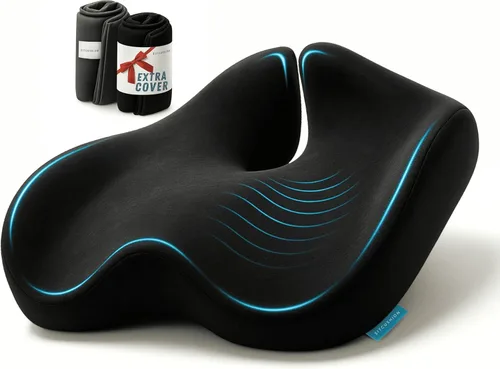 Miniatura 12 de Cojín extra grande para silla de oficina para aliviar el dolor de ciática, cojín de asiento de espuma viscoelástica para asiento de automóvil, Gris
