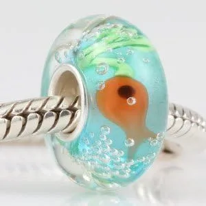 Miniatura 2 de ARTCHARM - Dije de cristal con núcleo de plata de ley 925 con diseño de flor de pez dorado para el día de San Valentín