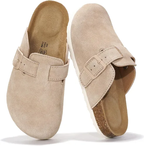Miniatura 24 de Project Cloud Benton - Zuecos con plantilla de cuero genuino para mujer, pantuflas de espuma viscoelástica con soporte de arco, sandalias de moda