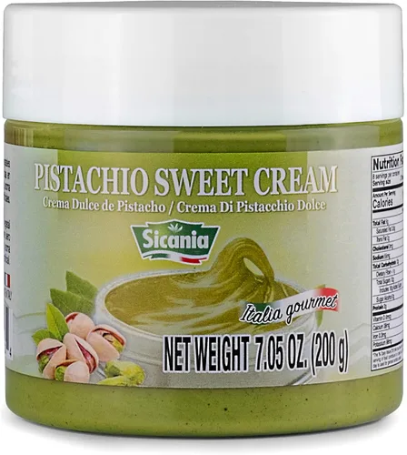 SICANIA - Crema de pistacho premium, 7.05 oz (200g) - Auténtica italiana, sin gluten, sin OGM - Crema gourmet para postres, pasteles, barra de
