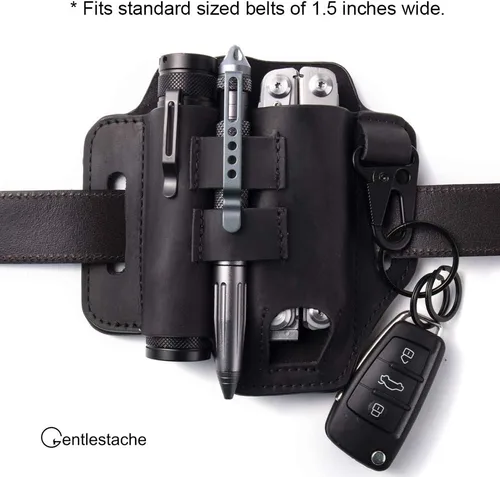 Miniatura 3 de Gentlestache - Funda de cuero para Leatherman, funda multiherramienta, EDC, organizador de bolsillo con llavero para cinturón y funda para linterna