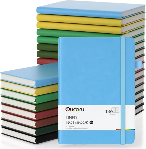 Miniatura 10 de Oucaru Cuaderno rayado, paquete de 4, 180 páginas, diarios A5 para escribir, papel grueso de 100 GSM, cuadernos pequeños diarios para mujeres y 4