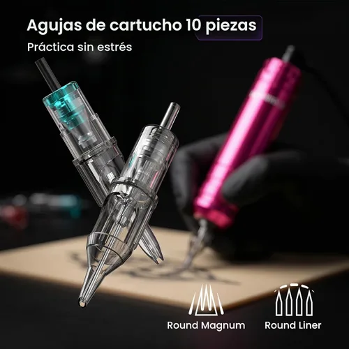 Miniatura 5 de Wormhole Tattoo Kit para principiantes Kit completo de máquina de tatuaje rotativa con 11 piezas de tinta de tatuaje, 10 agujas de cartucho, fuente