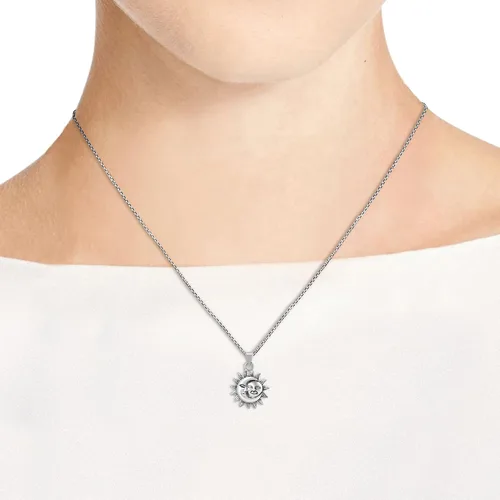 Miniatura 6 de AeraVida Collar de plata de ley 925 con sol celestial y luna, Metal