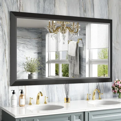Miniatura 45 de Amorho Espejo de Baño Negro, Espejos de Pared de 24x30 Pulgadas con Marco de Metal Grueso para Sobre el Fregadero, Dormitorio, Sala de Estar