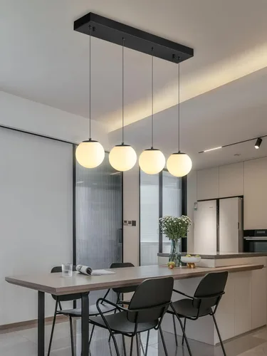 Miniatura 11 de ykolupty Escalera LED de 10 luces LED moderna con globo de cristal, lámpara colgante grande para techos altos, accesorios de iluminación de entrada