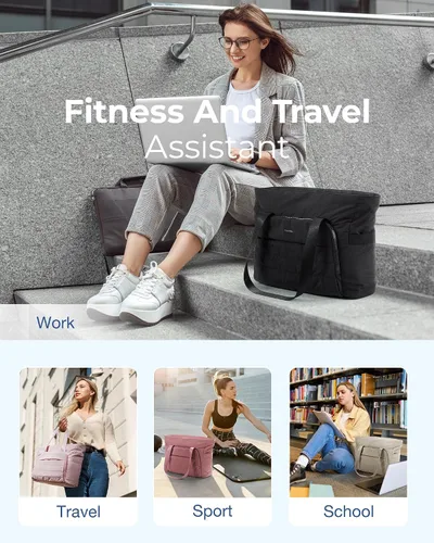 Miniatura 6 de BAGSMART Bolsa de mano para mujer, bolsa de mano con cremallera, bolsa de hombro grande con asa superior para viajes, trabajo, compras, gimnasio