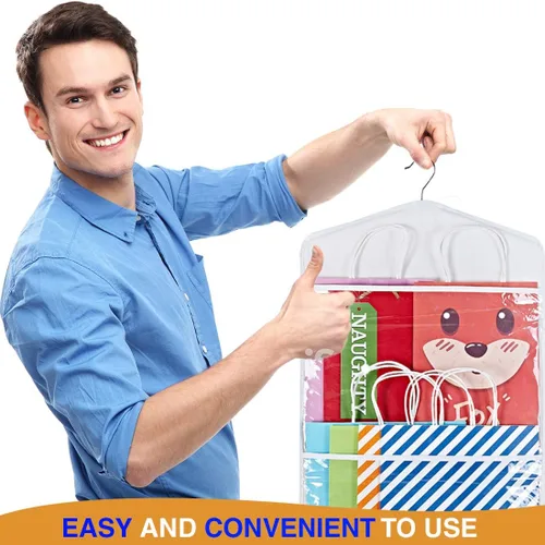Miniatura 5 de ProPik Organizador de Almacenamiento para Bolsas de Regalo Colgantes de Doble Cara con Múltiples Bolsillos Delanteros y Traseros - Organice Su Papel