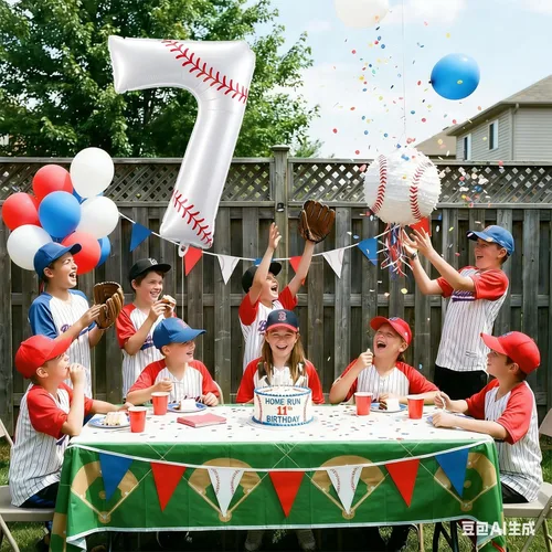 Miniatura 5 de Jenaai Globos de béisbol con el número 7 de 40 pulgadas, decoraciones de fiesta de cumpleaños, globos de aluminio grandes para cumpleaños, baby