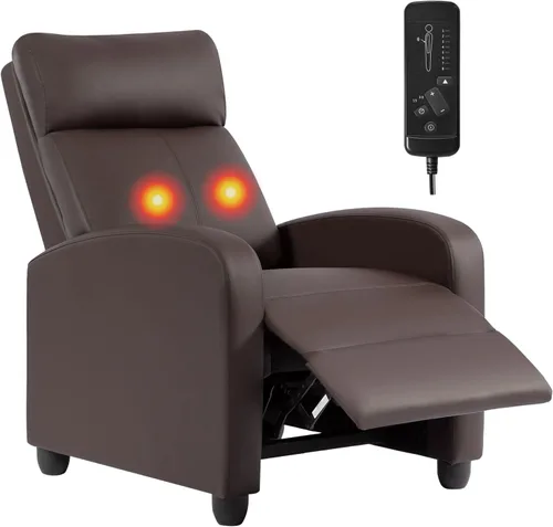 Miniatura 18 de BestMassage - Sillón reclinable sin función de masaje, con soporte lumbar, reclinación de empuje ajustable, reposabrazos anchos, reposapiés y Negro