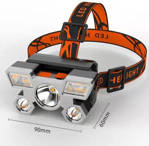 Miniatura 5 de RUNAAJA - Linterna frontal LED COB de 750000 lúmenes, linterna recargable, lámpara de cinco lámparas de diseño súper lejano para correr al aire