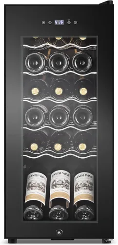 Miniatura 11 de Refrigerador Enfriador de Vinos de 8 Botellas, Refrigerador Pequeño de Vino, Mini Refrigerador de Vino de Encimera con Puerta de Vidrio, Bodegas
