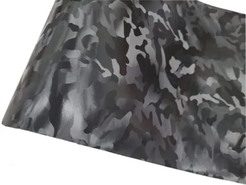 Rollo de película adhesiva de vinilo para auto de camuflaje y sombra fantasma, color negro y gris plateado (patrón más grande, 1 x 5 pies)