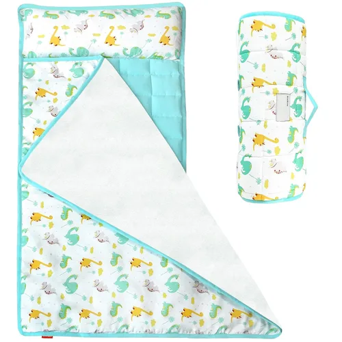 Miniatura 9 de Moonsea Tapete para siesta para niños pequeños con almohada y manta de vellón Minky gris, ligero y suave, perfecto para niños de preescolar
