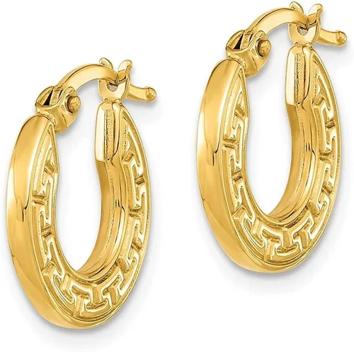Miniatura 2 de Diamond2Deal Aretes de aro griego huecos de oro amarillo de 14 quilates para mujer, Metal